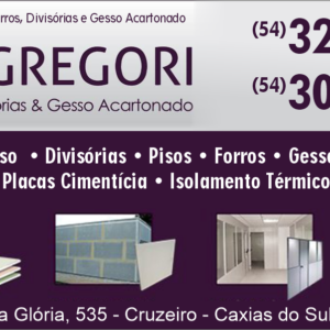 DE GREGORI FORROS DIVISÓRIA E GESSO ACARTONADO EM CAXIAS DO SUL RS